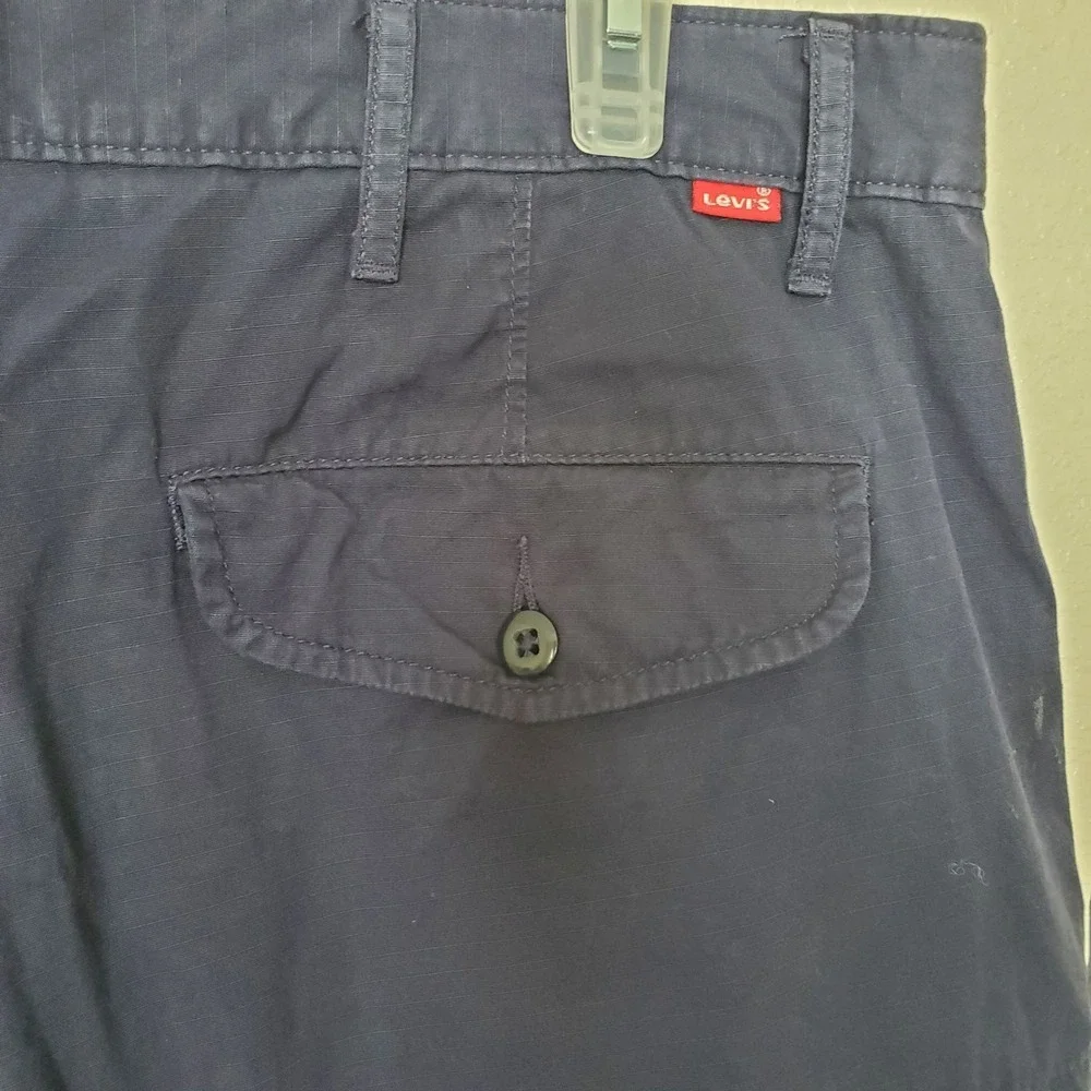 Levis Mens Navy Blue Ripstop Cargo Shorts Multi Pocket Utility Shorts Sz 38